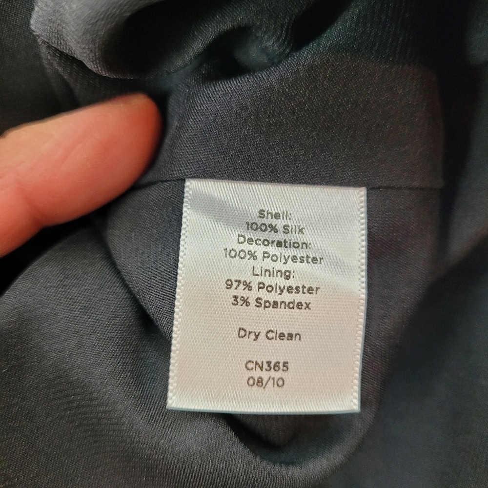 Talbots fancy black silk lined skirt chiffon 3D flowers at hem lady fancy 8P - Picture 7 of 8